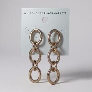 White House Black Market Rose Gold Link Drop Earrings New on Card